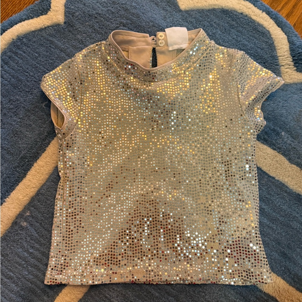 Zara Sequin Silver Girls' shirt size 6-7 (runs small)